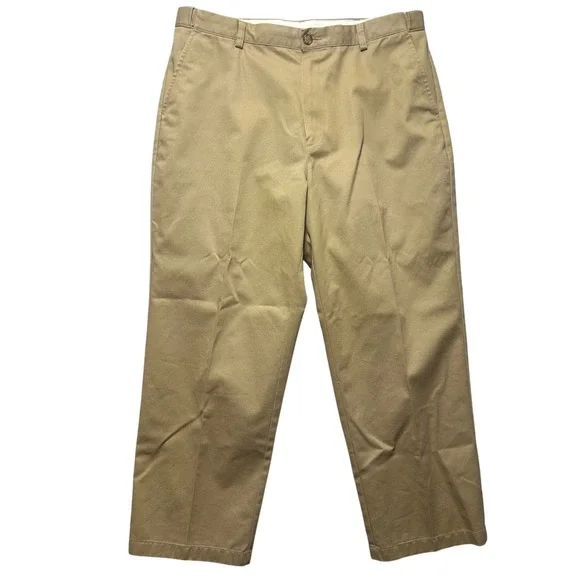 Vintage LLBean Comfort Waist Khaki Chino Pants Mens Size 38x29 Flat Front Cotton