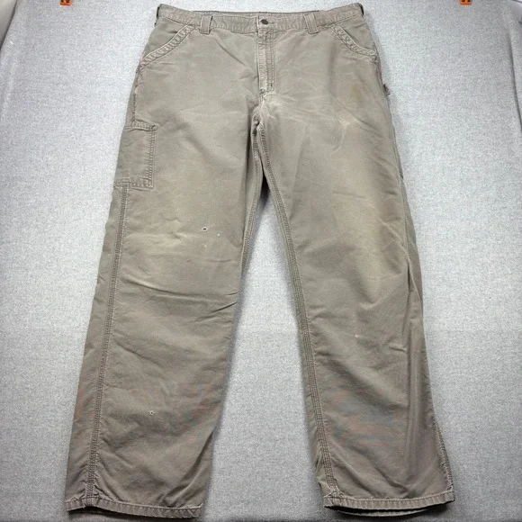 Carhartt Pants Men 40x31 Actual Brown B151 Dungaree Fit Canvas Carpenter Utility