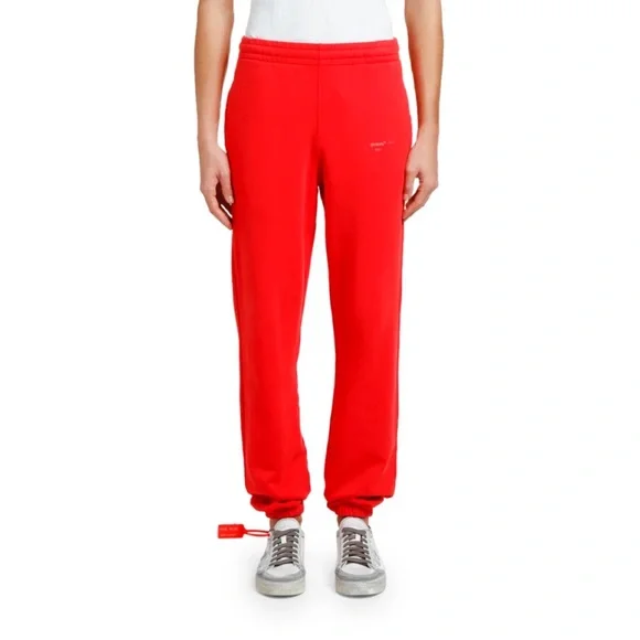 Off-White Men's Unfinished Slim Sweatpants Red/Silver