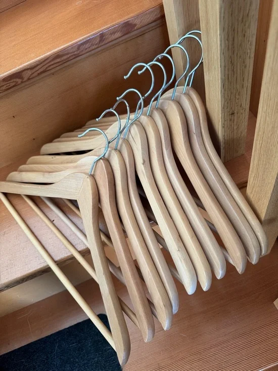 Natural Wood Suit Hangers with Metal Hooks - Light Wood
