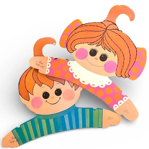 Boy and Girl mod pair boutique figural novelty face hangers Gibson Hanger Pals