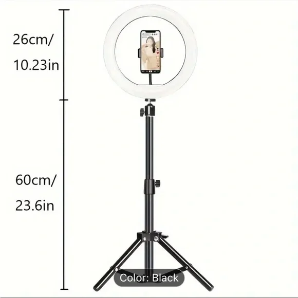 Black Ring Light with Tripod Stand all purchases come with cosmetic bag over $30
