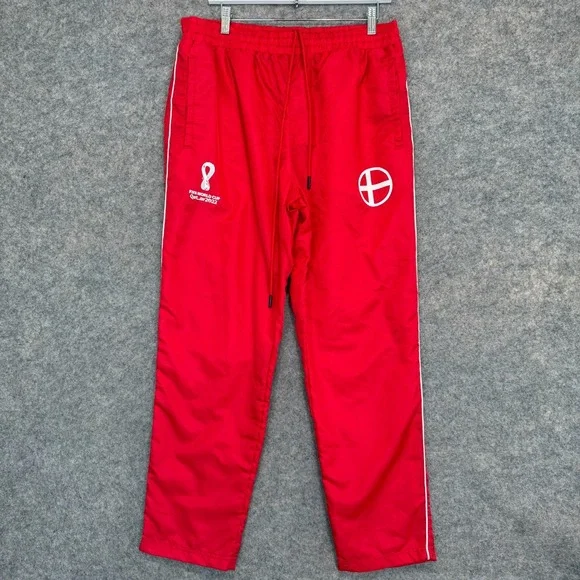 FIFA World Cup Denmark‎ Athletic Training Track Pants Mens Large Red Soccer NEW