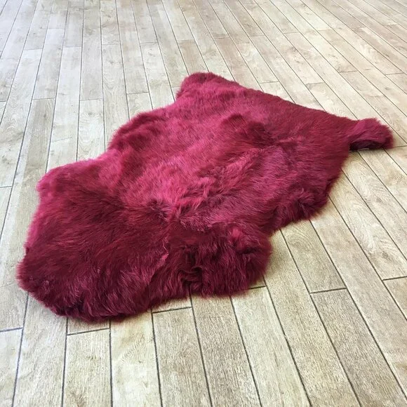 New Premium Genuine Sheepskin Rug Wine Red Real Australia Sheepskin Natural Lamb