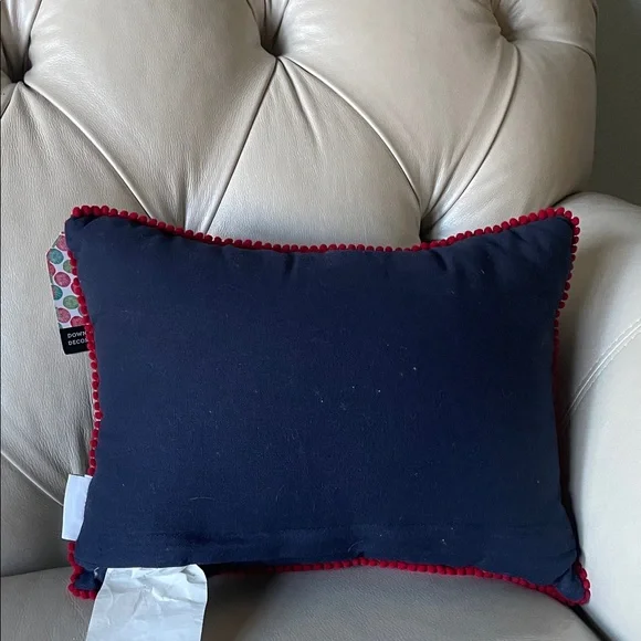 Holiday Dachshund Pillow with Gift - Navy and Red