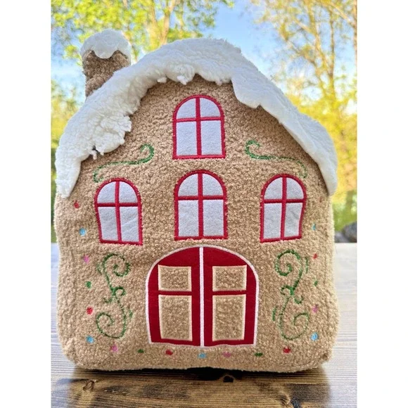 Gingerbread House Christmas Pillow Kirkland Plush Holiday Decor Cushion