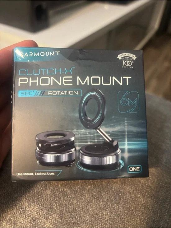 Clutch-X Black Phone Mount with 360° Rotation