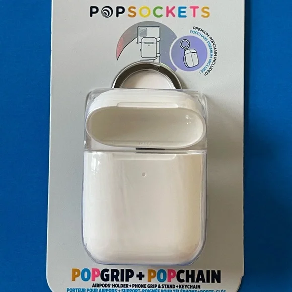 Popsocket - White AirPods PopGrip & Popchain Keychain