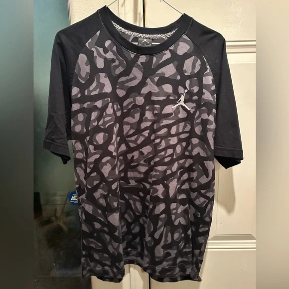 Jordan Black and Gray Abstract Pattern Short-Sleeve Tee