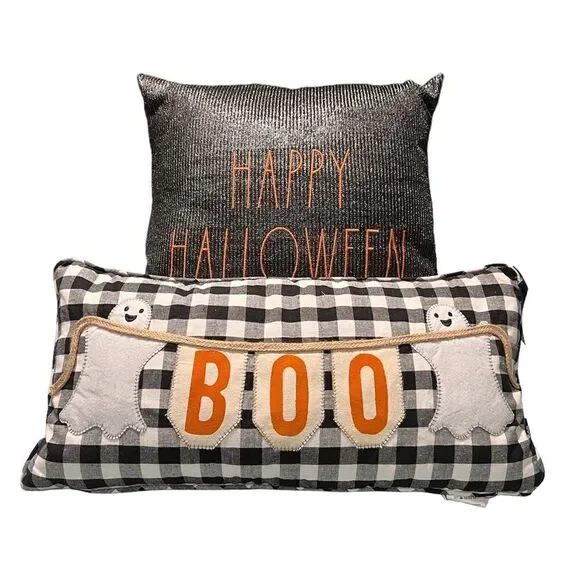 NWT HALLOWEEN GHOST BOO‎ LUMBAR THROW PILLOW AND HAPPY HALLOWEEN