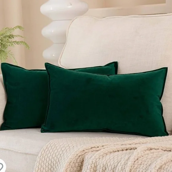 NEW Christmas Dark Green Velvet Throw Pillow Cover