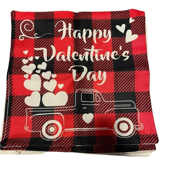 Set of 4 Valentine 18x18 inch buffalo plaid pillow covers all different designs