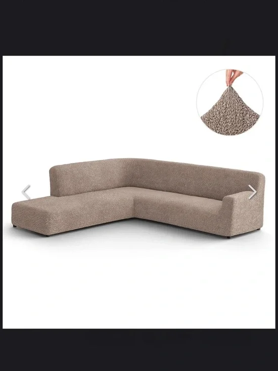 Mama Mia Stretch Fit Taupe (Marsala) Sectional Sofa Cover - Neutral Slipcover