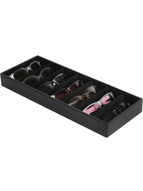 Black Sunglasses Organizer Tray with Multiple Compartments