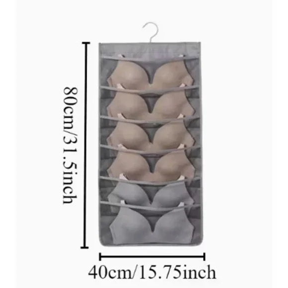 Bundle of 4 grey hanging double sided garment organizers for bras,‎ underwear