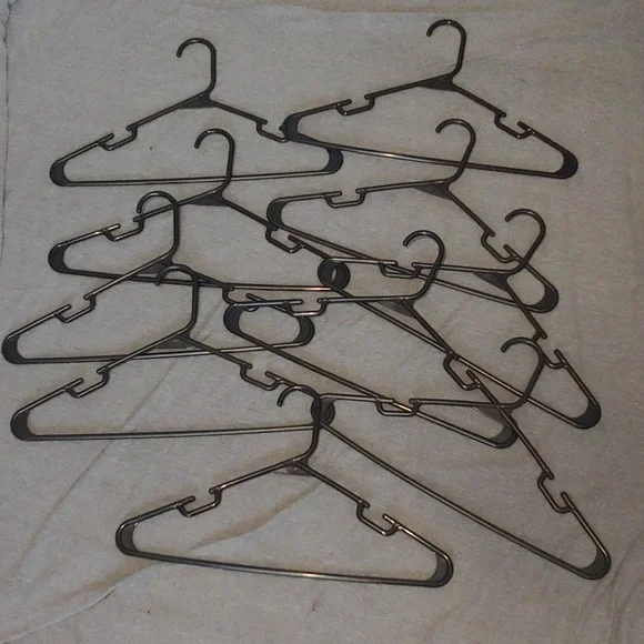 Set Of 10 Black Plastic Hangers