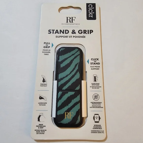 CLCKR Grip & Stand - Emerald Green Zebra (Richmond & Finch)