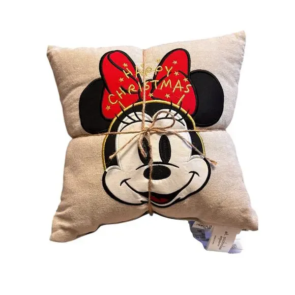 Disney Mickey & Minnie Mouse Christmas Throw Pillow Set Holiday Decor