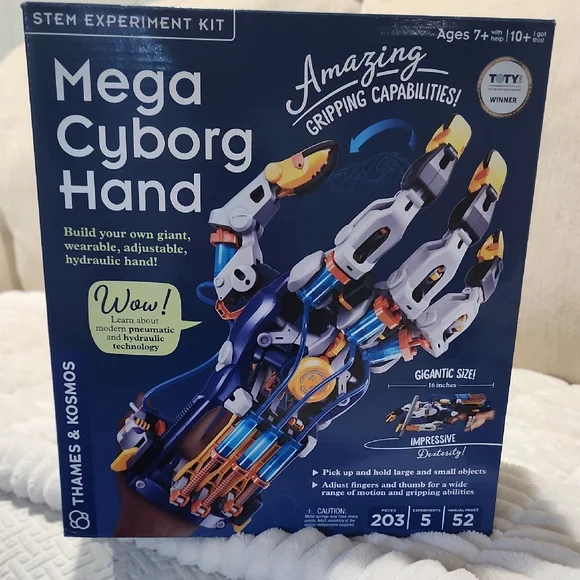 Thames & Kosmos Mega Cyborg Hand - Blue, White, and Orange