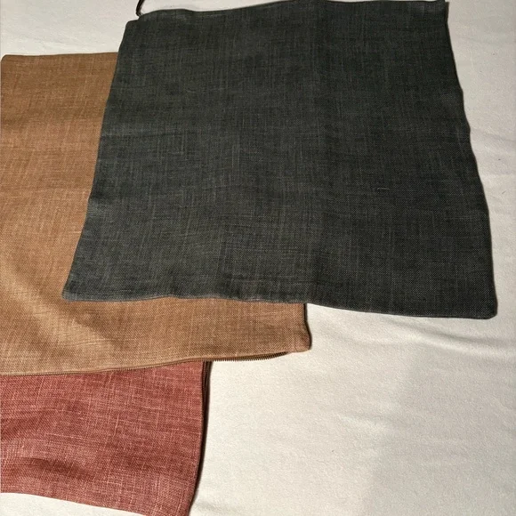 Pottery Barn Set of 3 100% Heavy Linen Pillow Shams 24”x24”