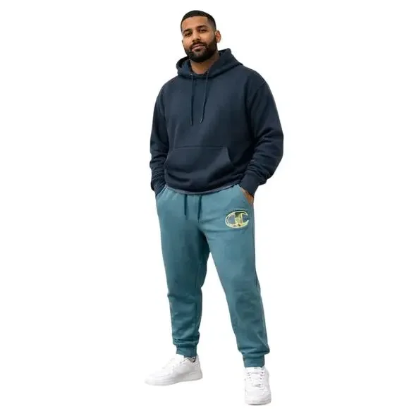 Champion Men’s XL Joggers Reverse Weave Aqua Blue Camo Logo Sweatpants