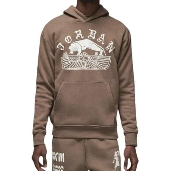 Nike Jordan Artist Series Umar Rashid Hoodie Mens L Brown Fleece Streetwear
