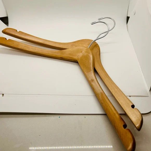 NWT Two Natural Premium Wooden Hangers Multi-Function Dress, Tees, Shirts