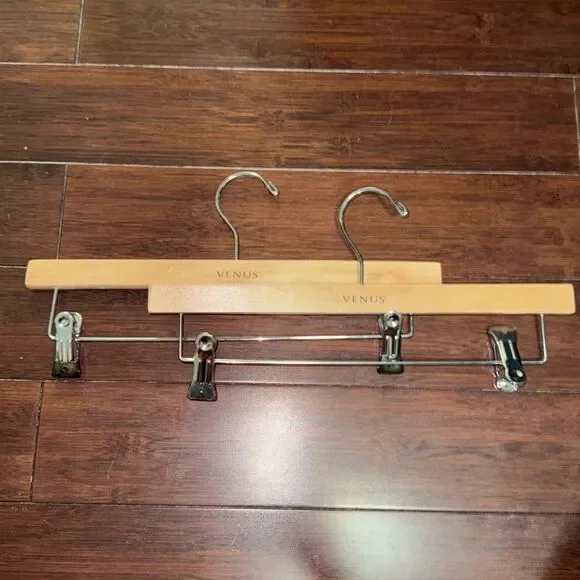 4 Pack - Wooden Hangers - Great Condition - Light Wood / Silver Pant Hanger