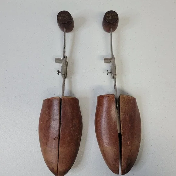 Sherman Shoes Inc Vintage Wood Shoe Trees Adjustable Brown‎ Stretcher Set