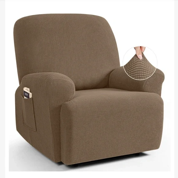 Oversized Recliner Slipcover Furniture Protector Jacquard Pattern-Brown