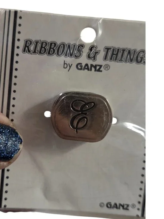 GANZ Silver Monogram 'E' Ribbon Slide