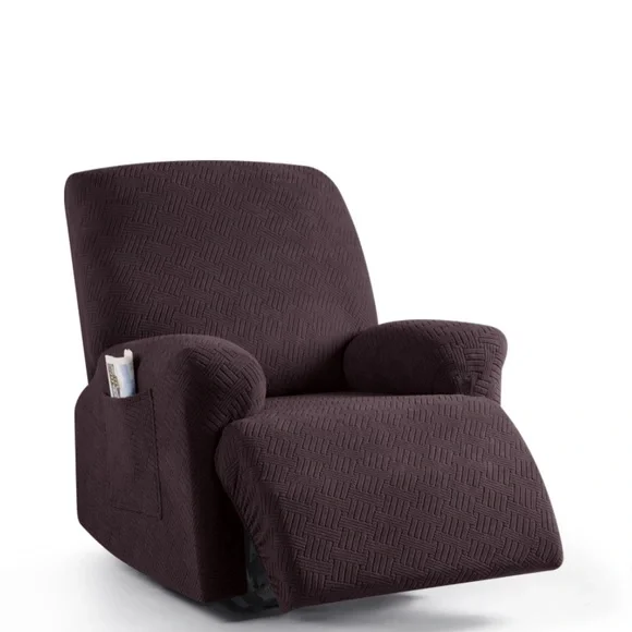 Plush Recliner Chair Cover in Dark Coffee Brown Size XL