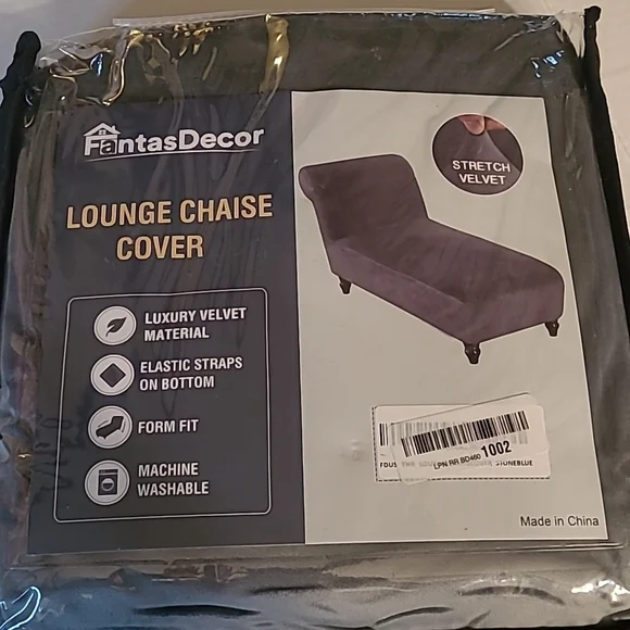 New in packaging! Lounge chaise cover luxury velvet cool stone blue
