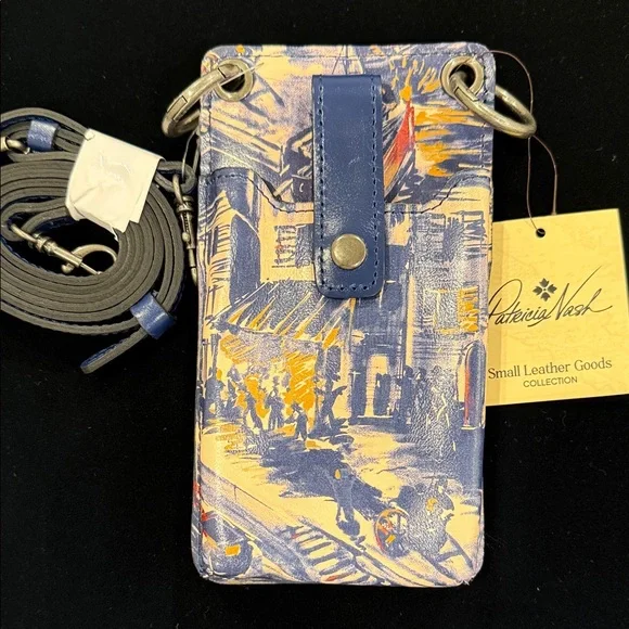 Patricia Nash Artistic Blue Leather Phone Holster