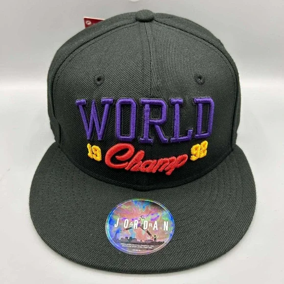 Air Jordan True Hat Men Black World Champ Jumpman Snap Back Cap New