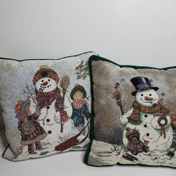 Vintage Frosty and Friends /Snow Buddies Riverdale Holiday Theme Throw Pillows
