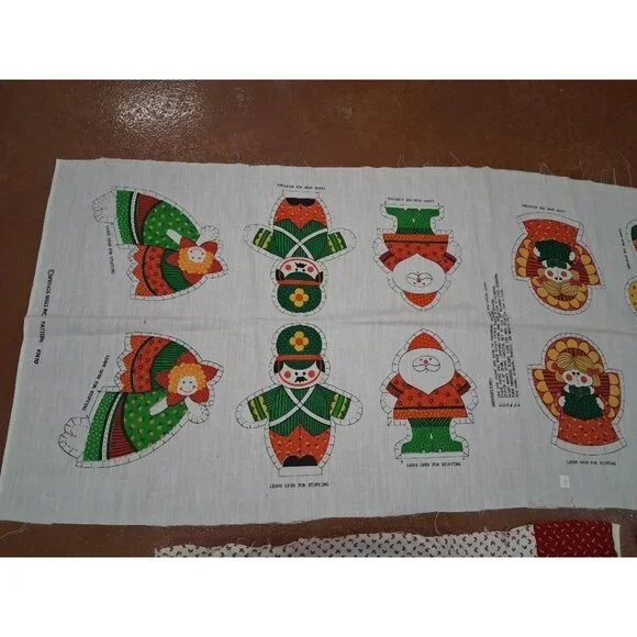 Vintage Springs Mills Christmas Fabric Panels Pattern #7470 For Stuffed Dolls &