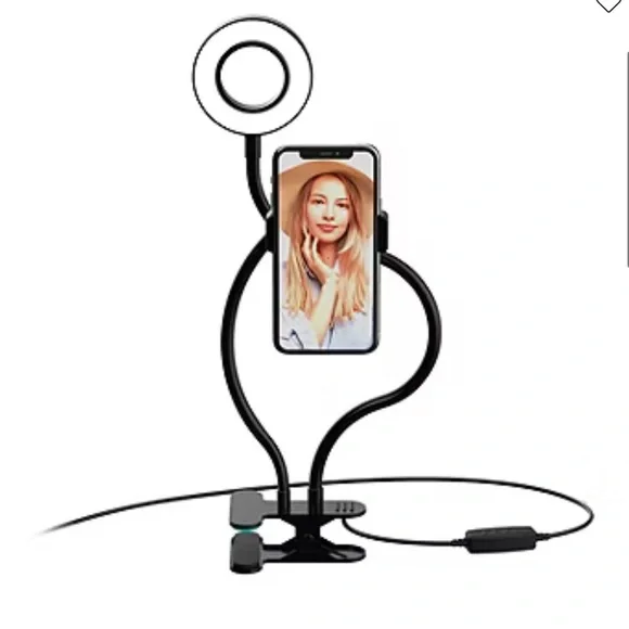 Black Flexible Phone Holder with Ring Light