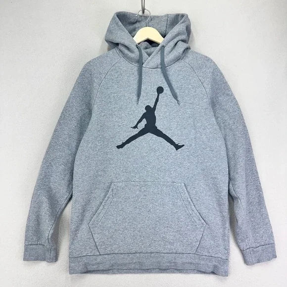 Jordan Jumpman Fleece‎ Hoodie Mens Large Grey Logo Graphic Pullover Classic