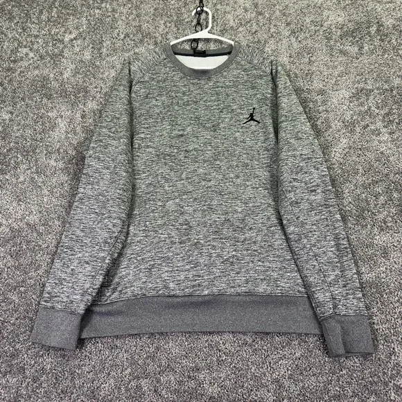 Jordan Sweatshirt Mens 2XL Gray Long Sleeve Fleece Crewneck Pullover Logo Casual