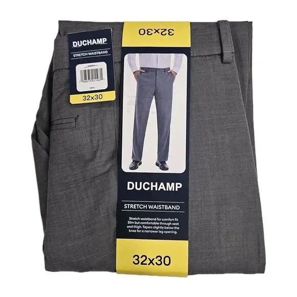 Duchamp Men's Stretch Waistband Slim Fit Dress Pants / Gray / Size 32X30‎