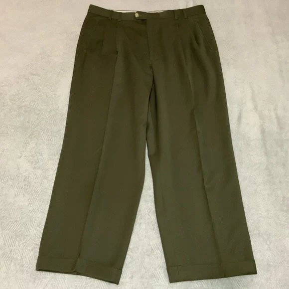 Italian Wool Pleated Trousers 38 Classic Tailored 28.5 Inseam