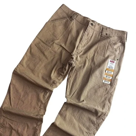 Wrangler Five Star Premium Mens Carpenter Flex Pants Brown 36x30 1094LXWCK NEW