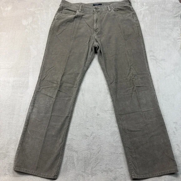 VTG J.Crew Pants Mens 38x34 Gray Corduroy Straight Leg Baggy Cotton Preppy Y2K