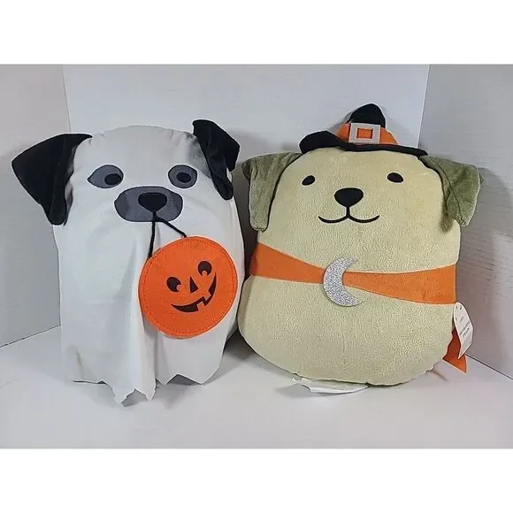 Target Bullseye Halloween Dog Ghost‎ & Witch Plush Pillows 2024 Set Of 2