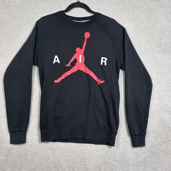 Jordan Air Crewneck Sweatshirt Mens Small Athletic Pullover Jumpman Black Red