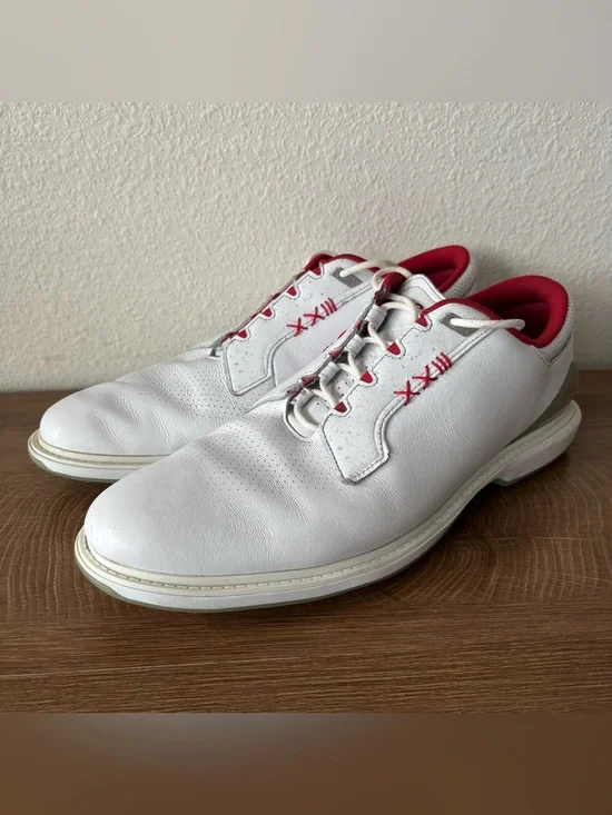 NO INSOLES Nike Air Jordan ADG 5 Golf Spikeless Shoes White Fire Red FQ7874-101