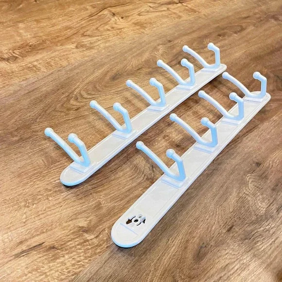 Pair Of Two (2) 18” Long White Wall Hooks Hangers Adjustable One 4 Hooks & One 5