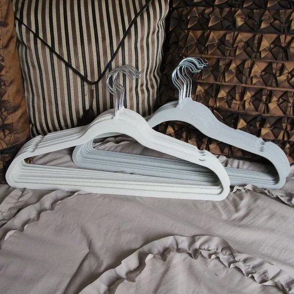 lot of velveteen flocked hangers