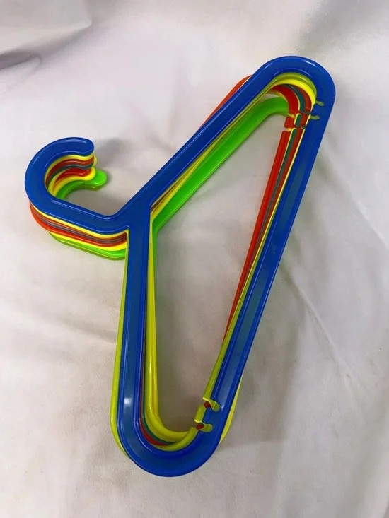 IKEA Kids Plastic Hangers - set of 5 assorted Blue, Green, Yellow, Orange